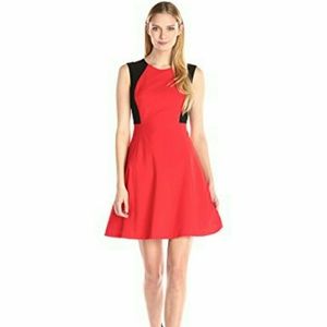 Nine West Fit and Flare Poppy Red and Black dress